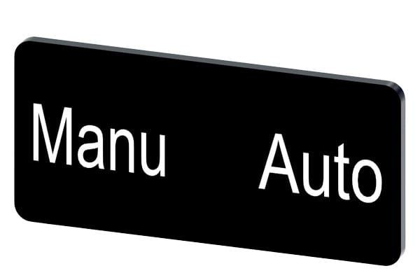 SIEMENS - Bezeichnungsschild 12,5x27mm, Schild schwarz, Beschriftung: Manu Auto