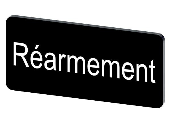 SIEMENS - Bezeichnungsschild 12,5x27mm, Schild schwarz, Beschriftung: REARMEMENT