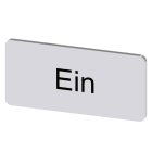 SIEMENS - Bezeichnungsschild 12,5x27mm, Schild silber, Beschriftung: Ein
