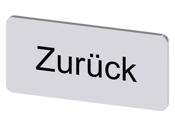SIEMENS - Bezeichnungsschild 12,5x27mm, Schild silber, Beschriftung: Zurück