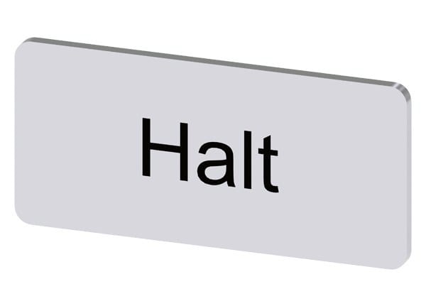 SIEMENS - Bezeichnungsschild 12,5x27mm, Schild silber, Beschriftung: Halt