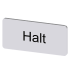 SIEMENS - Bezeichnungsschild 12,5x27mm, Schild silber, Beschriftung: Halt