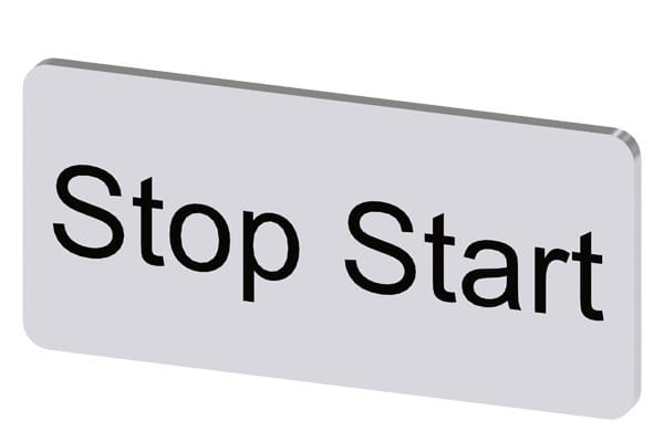 SIEMENS - Bezeichnungsschild 12,5x27mm, Schild silber, Beschriftung: Stop Start