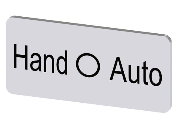 SIEMENS - Bezeichnungsschild 12,5x27mm, Schild silber, Beschriftung: Hand O Auto