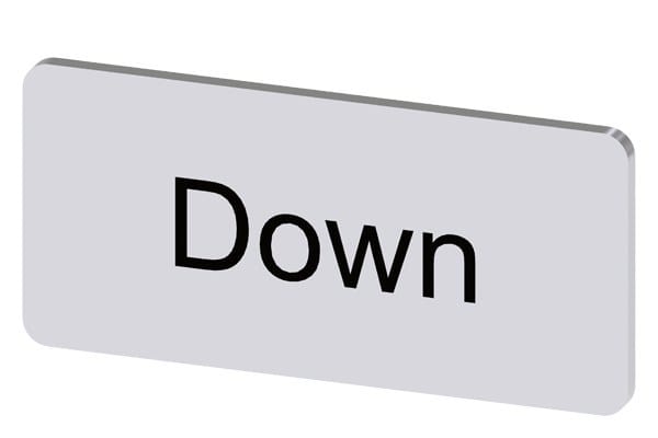 SIEMENS - Bezeichnungsschild 12,5x27mm, Schild silber, Beschriftung: Down
