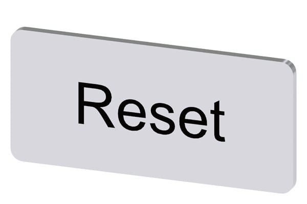 SIEMENS - Bezeichnungsschild 12,5x27mm, Schild silber, Beschriftung: Reset