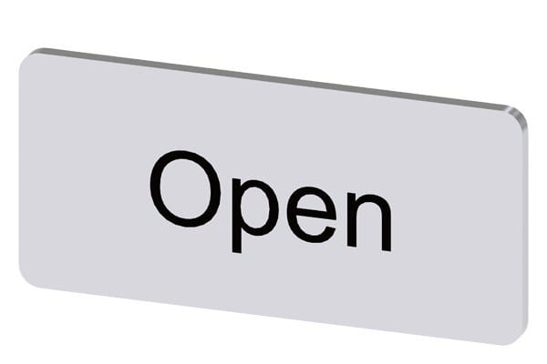 SIEMENS - Bezeichnungsschild 12,5x27mm, Schild silber, Beschriftung: Open