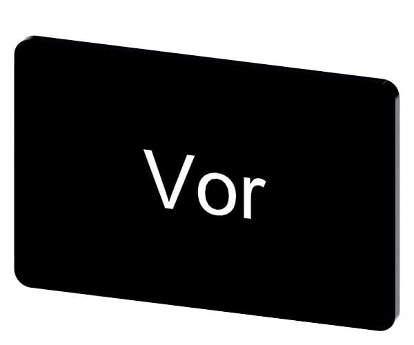 SIEMENS - Bezeichnungsschild 17,5x27mm, Schild schwarz, Beschriftung: Vor