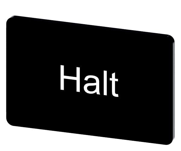 SIEMENS - Bezeichnungsschild 17,5x27mm, Schild schwarz, Beschriftung: Halt