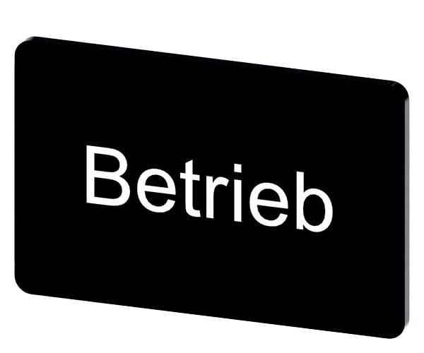 SIEMENS - Bezeichnungsschild 17,5x27mm, Schild schwarz, Beschriftung: Betrieb
