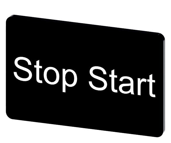 SIEMENS - Bezeichnungsschild 17,5x27mm, Schild schwarz, Beschriftung: Stop Start