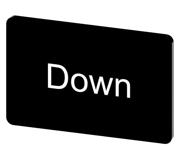 SIEMENS - Bezeichnungsschild 17,5x27mm, Schild schwarz, Beschriftung: Down
