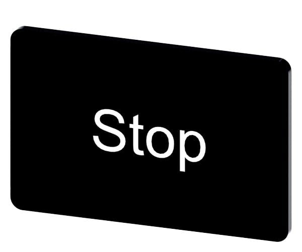 SIEMENS - Bezeichnungsschild 17,5x27mm, Schild schwarz, Beschriftung: Stop
