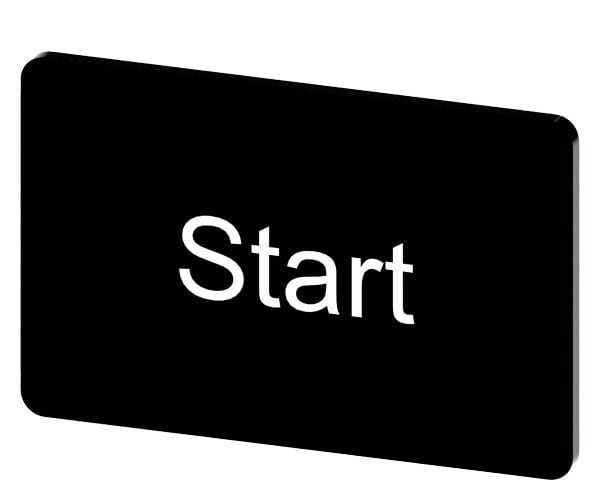 SIEMENS - Bezeichnungsschild 17,5x27mm, Schild schwarz, Beschriftung: Start