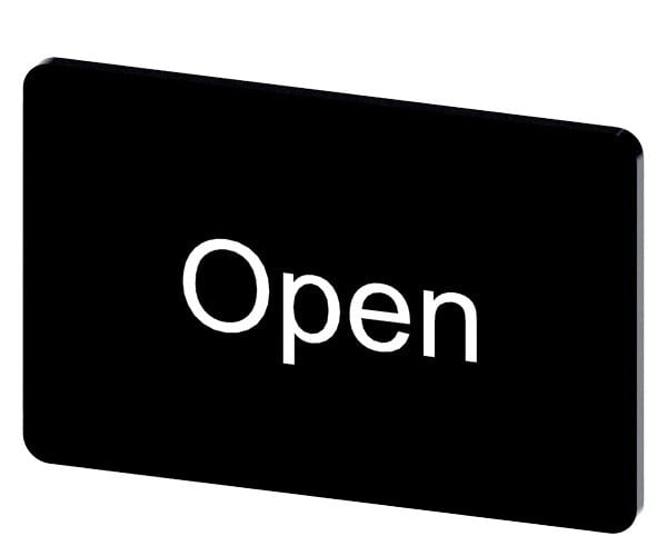 SIEMENS - Bezeichnungsschild 17,5x27mm, Schild schwarz, Beschriftung: Open