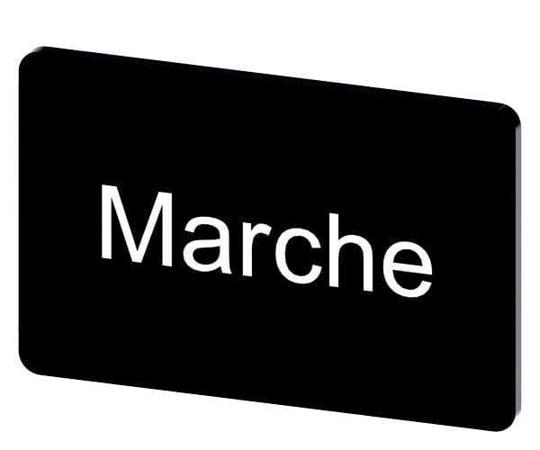 SIEMENS - Bezeichnungsschild 17,5x27mm, Schild schwarz, Beschriftung: Marche