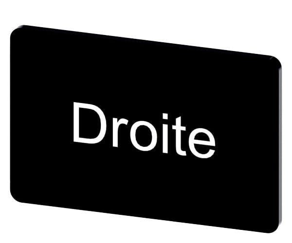 SIEMENS - Bezeichnungsschild 17,5x27mm, Schild schwarz, Beschriftung: DROITE