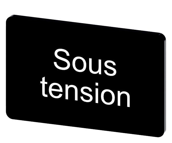 SIEMENS - Bezeichnungsschild 17,5x27mm, Schild schwarz, Beschriftung: SOUS TENSION