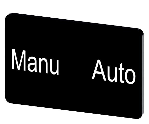 SIEMENS - Bezeichnungsschild 17,5x27mm, Schild schwarz, Beschriftung: Manu Auto