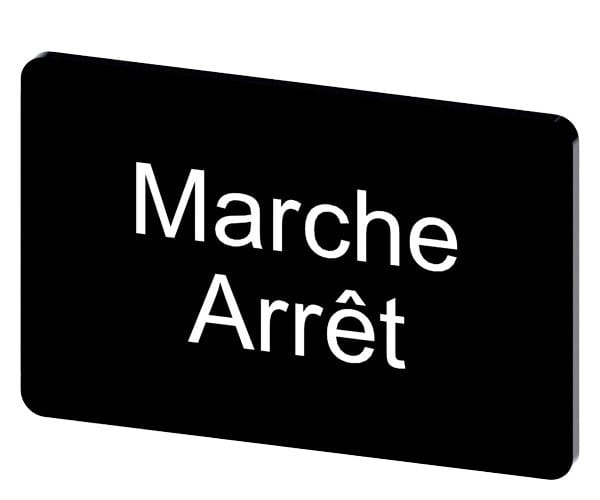 SIEMENS - Bezeichnungsschild 17,5x27mm, Schild schwarz, Beschriftung: Arret-Marche