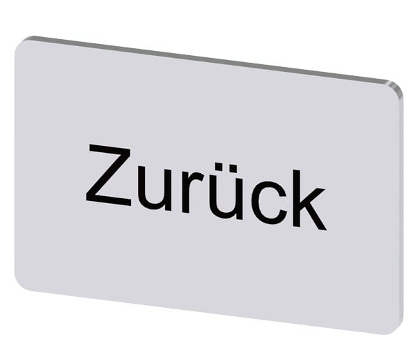 SIEMENS - Bezeichnungsschild 17,5x27mm, Schild silber, Beschriftung: Zurück