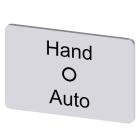SIEMENS - Bezeichnungsschild 17,5x27mm, Schild silber, Beschriftung: Hand O Auto