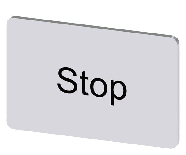 SIEMENS - Bezeichnungsschild 17,5x27mm, Schild silber, Beschriftung: Stop