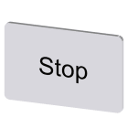 SIEMENS - Bezeichnungsschild 17,5x27mm, Schild silber, Beschriftung: Stop