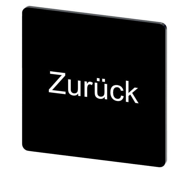 SIEMENS - Bezeichnungsschild 27x27mm, Schild schwarz, Beschriftung: Zurück