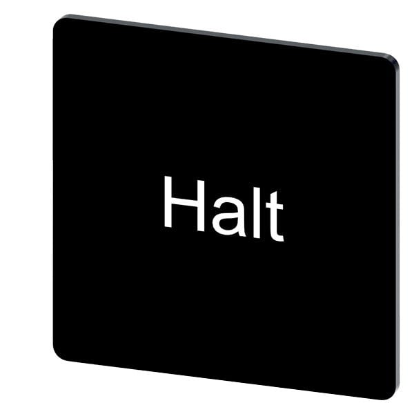 SIEMENS - Bezeichnungsschild 27x27mm, Schild schwarz, Beschriftung: Halt