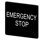 SIEMENS - Bezeichnungsschild 27x27mm, Schild schwarz, Beschriftung: Emergency Stop