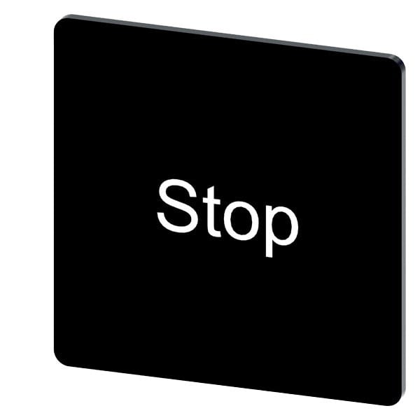 SIEMENS - Bezeichnungsschild 27x27mm, Schild schwarz, Beschriftung: Stop
