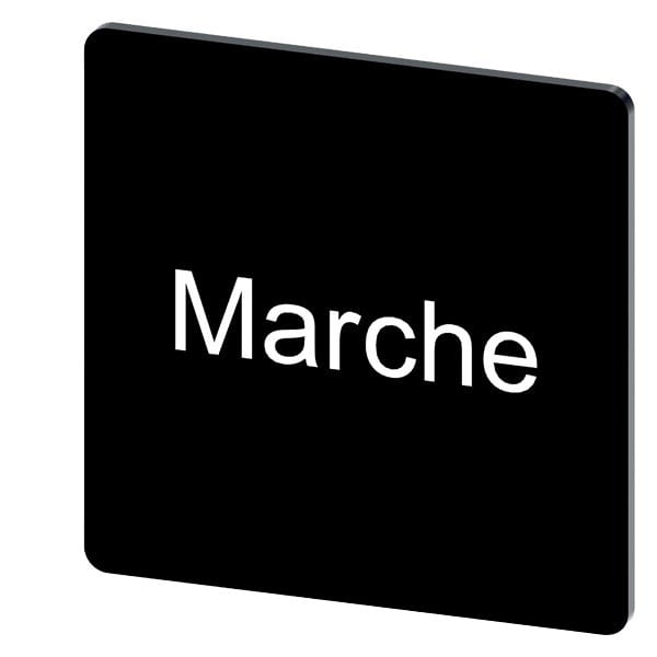 SIEMENS - Bezeichnungsschild 27x27mm, Schild schwarz, Beschriftung: Marche