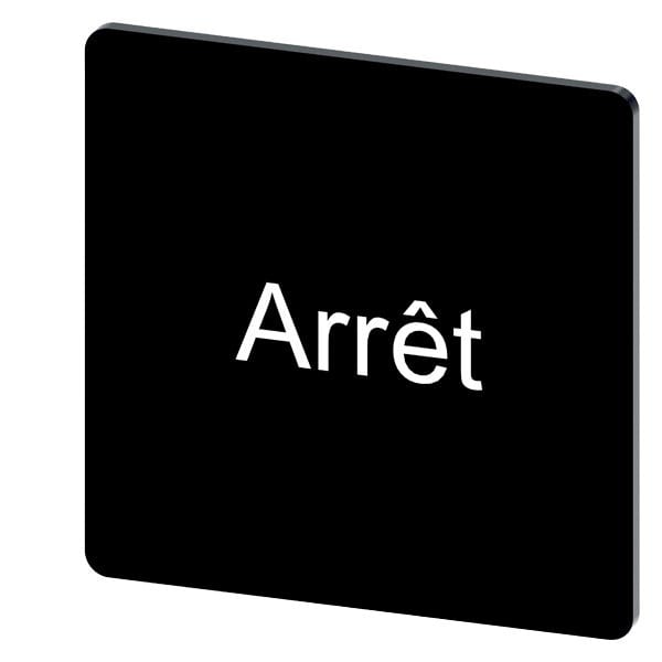 SIEMENS - Bezeichnungsschild 27x27mm, Schild schwarz, Beschriftung: Arret