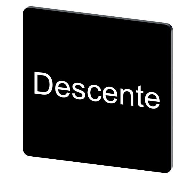 SIEMENS - Bezeichnungsschild 27x27mm, Schild schwarz, Beschriftung: Descente