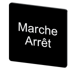 SIEMENS - Bezeichnungsschild 27x27mm, Schild schwarz, Beschriftung: Arret-Marche