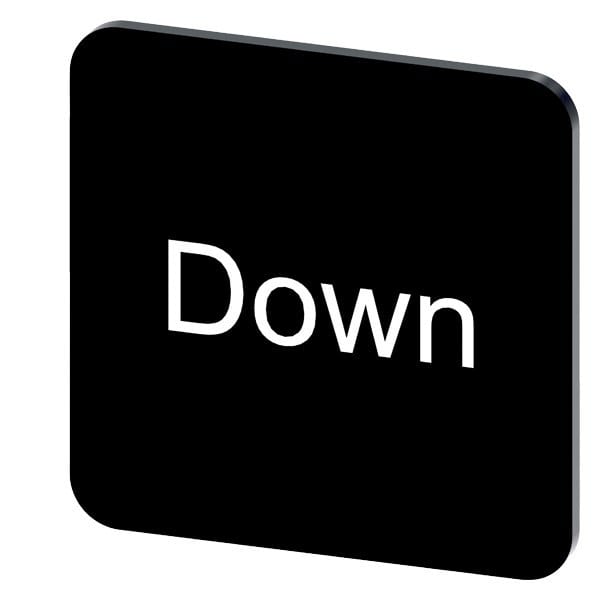 SIEMENS - Bezeichnungsschild 22x22mm, Schild schwarz, Beschriftung: Down