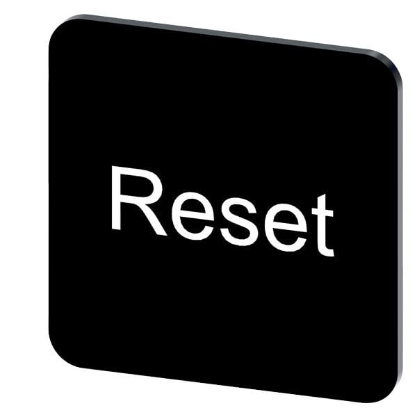 SIEMENS - Bezeichnungsschild 22x22mm, Schild schwarz, Beschriftung: Reset
