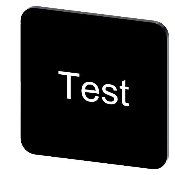 SIEMENS - Bezeichnungsschild 22x22mm, Schild schwarz, Beschriftung: Test