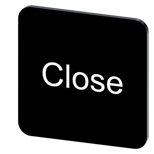 SIEMENS - Bezeichnungsschild 22x22mm, Schild schwarz, Beschriftung: Close