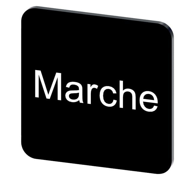 SIEMENS - Bezeichnungsschild 22x22mm, Schild schwarz, Beschriftung: Marche