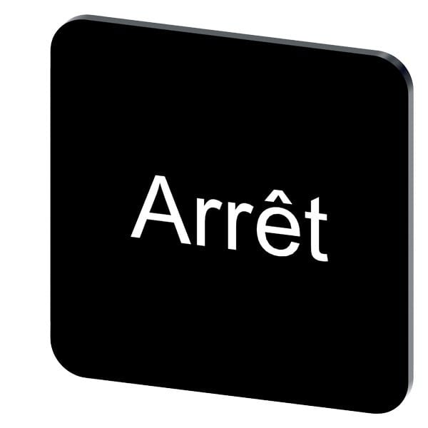 SIEMENS - Bezeichnungsschild 22x22mm, Schild schwarz, Beschriftung: Arret