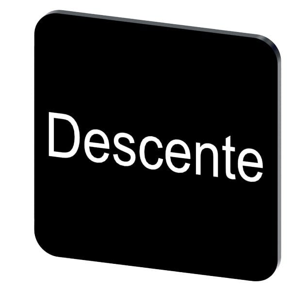 SIEMENS - Bezeichnungsschild 22x22mm, Schild schwarz, Beschriftung: Descente