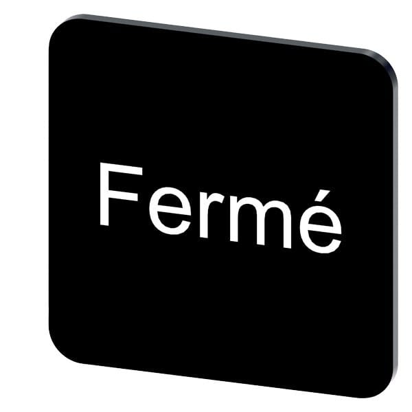 SIEMENS - Bezeichnungsschild 22x22mm, Schild schwarz, Beschriftung: FERME
