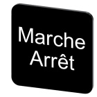 SIEMENS - Bezeichnungsschild 22x22mm, Schild schwarz, Beschriftung: Arret-Marche