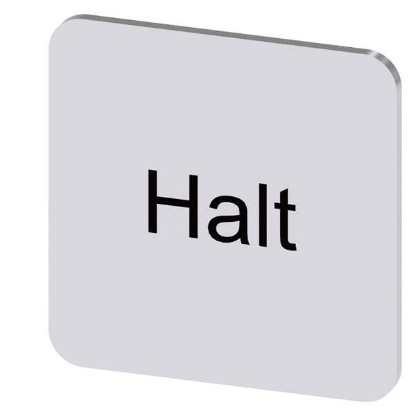 SIEMENS - Bezeichnungsschild 22x22mm, Schild silber, Beschriftung: Halt
