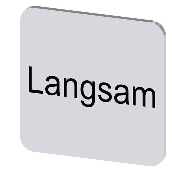 SIEMENS - Bezeichnungsschild 22x22mm, Schild silber, Beschriftung: Langsam