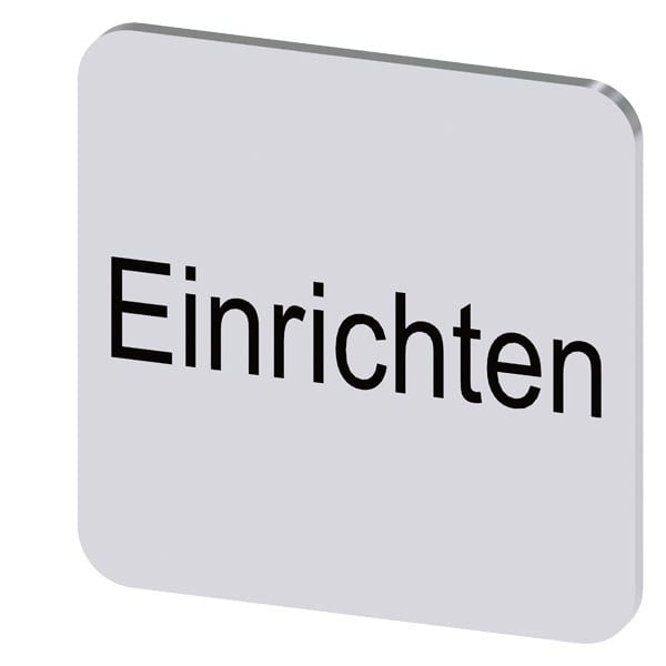 SIEMENS - Bezeichnungsschild 22x22mm, Schild silber, Beschriftung: Einrichten