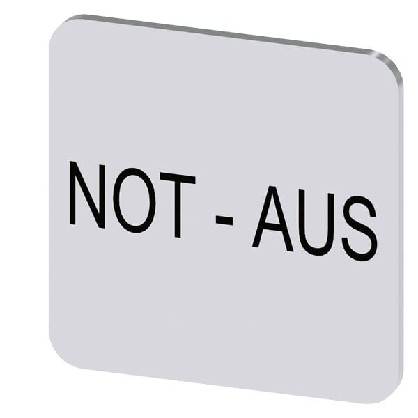 SIEMENS - Bezeichnungsschild 22x22mm, Schild silber, Beschriftung: not-aus