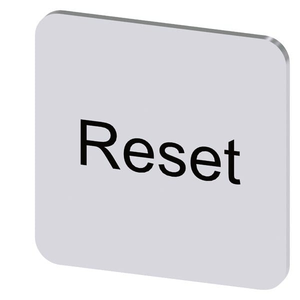 SIEMENS - Bezeichnungsschild 22x22mm, Schild silber, Beschriftung: Reset